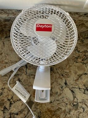 Dayton White Clip-On Fan approx 8”diameter NEW
